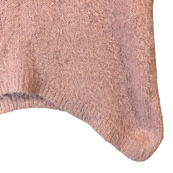 Derek Heart Fuzzy Knit Asymmetrical Hem Sweater Small Cozy Women's Pink Top - Picture 3 of 9